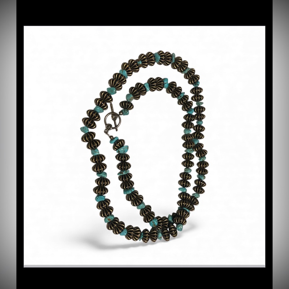Faux Turquoise Chunky Costume Necklace #7150